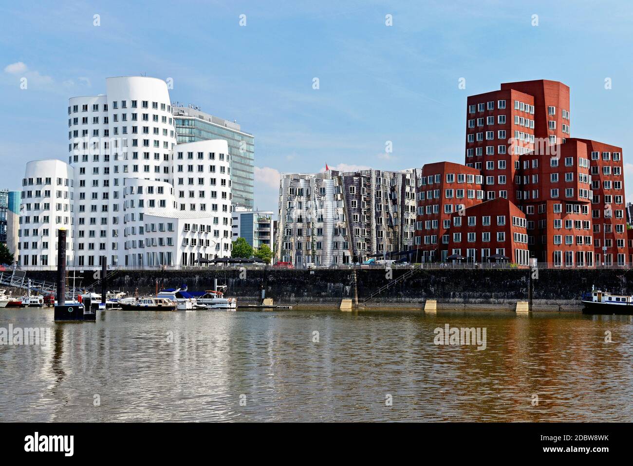 DÃ¼sseldorf Media Harbor with Gehry buildings Stock Photo