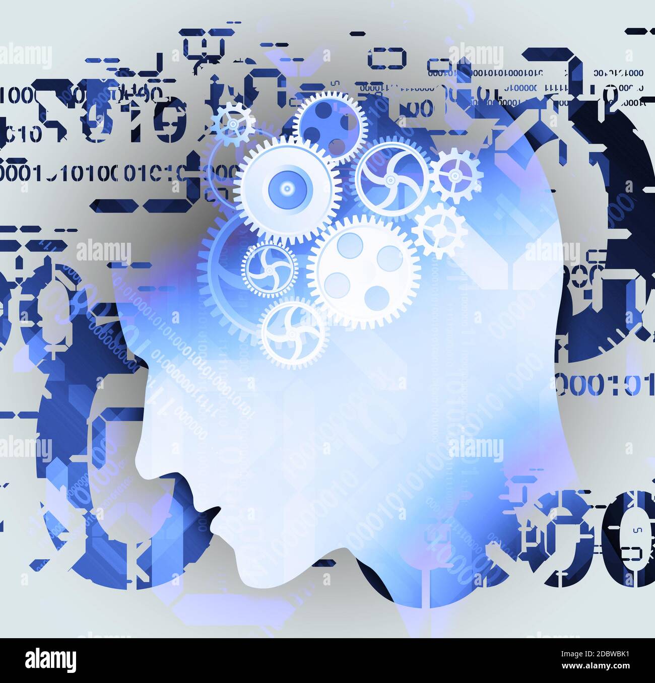 Technical thinking, programming, male head concept. Illustration of ...