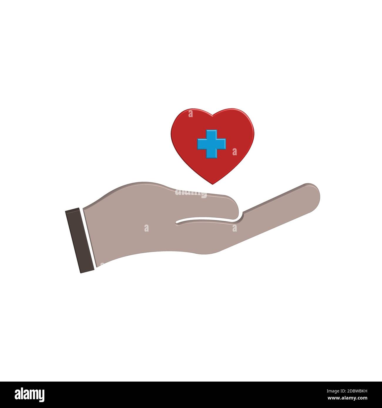 Hand and heart 3d icon with health symbol. Design vector illustration ...