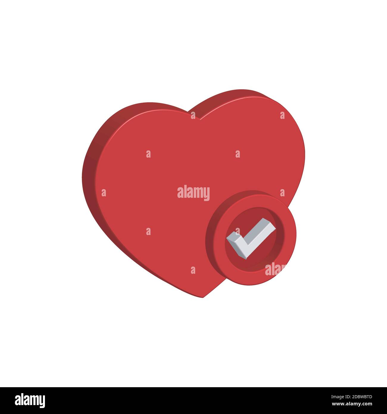 Heart icon 3d with check mark. Design vector illustration Stock Vector