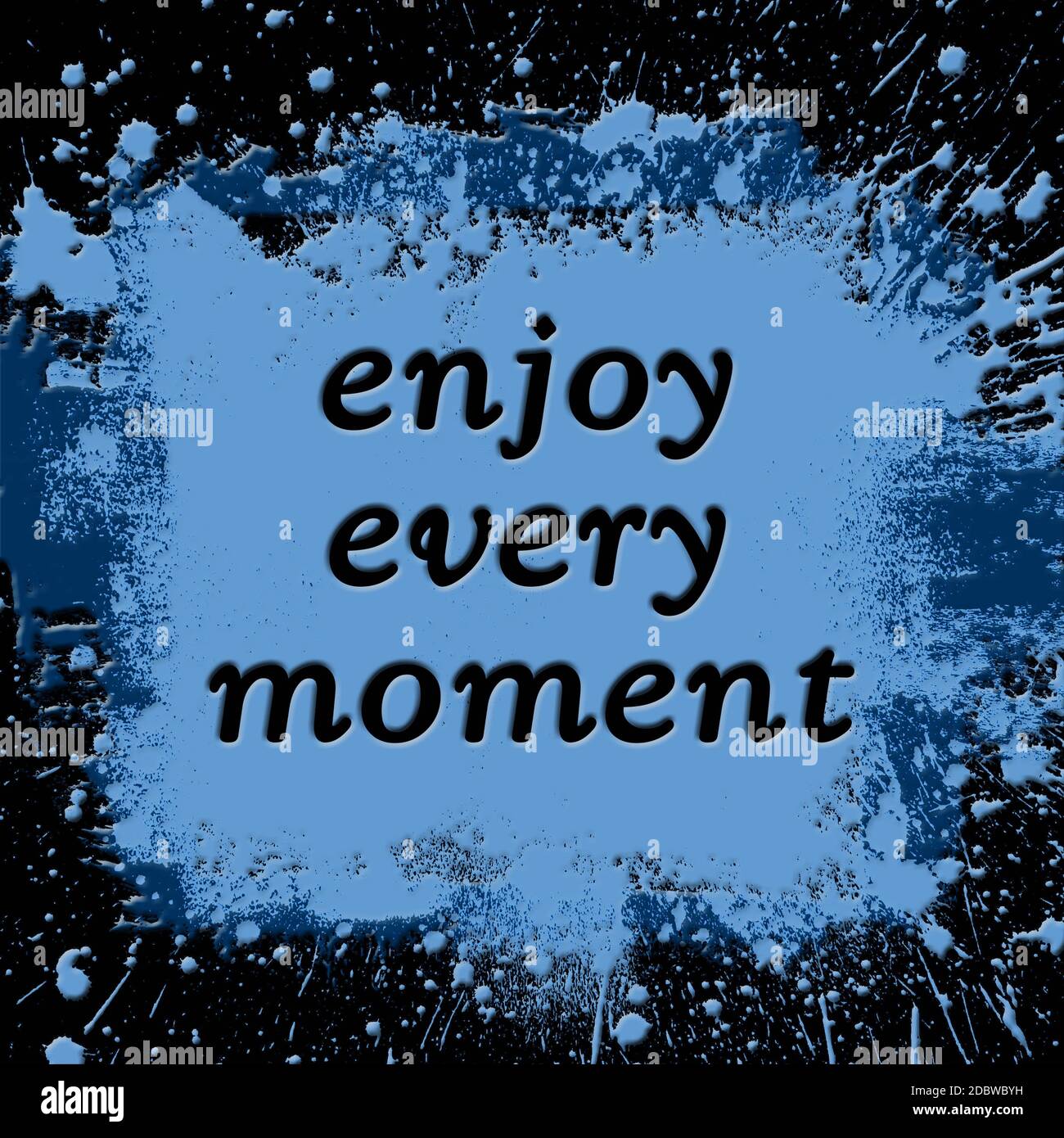 Greeting card with ENJOY EVERY MOMENT lettering - big blue water splash ...