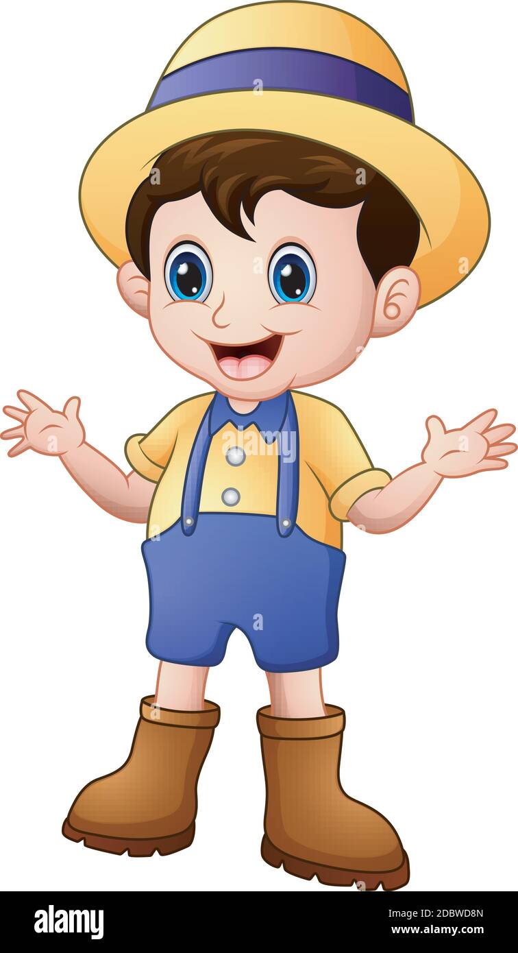 Vector illustration of Cartoon young farmer waving Stock Vector Image ...