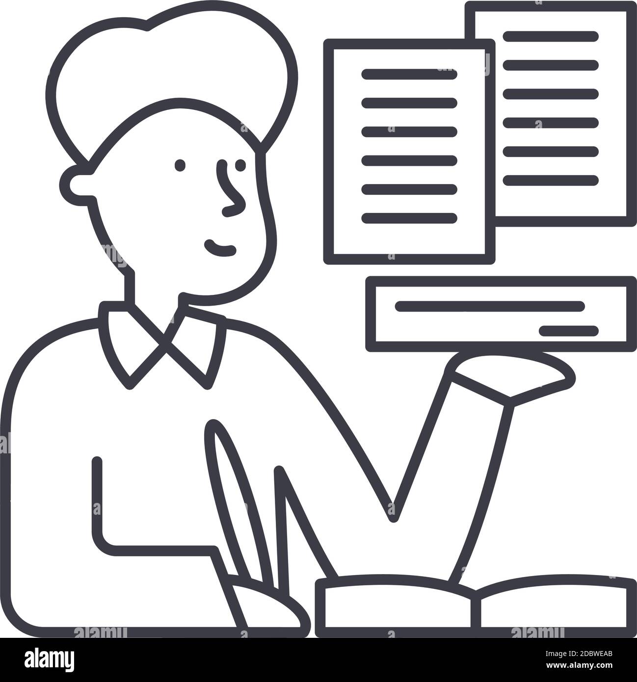 Writer icon, linear isolated illustration, thin line vector, web design ...