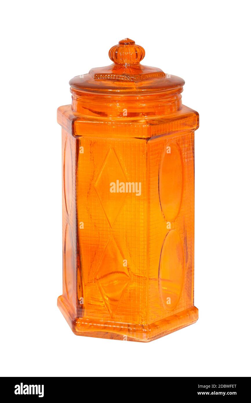 Orange pharmacy jar isolated included clipping path Stock Photo