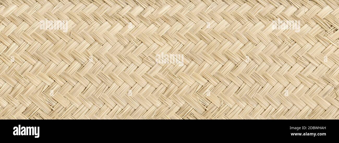 Woven light bamboo mat texture background banner Stock Photo