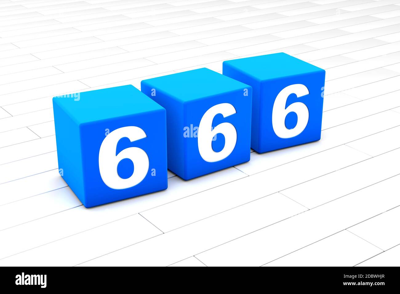 3D rendered illustration of the symbolic number 666 made of cubes. Stock Photo