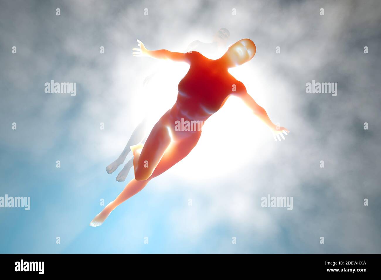 3D rendered illustration of a soul leaving the body upon death. Stock Photo