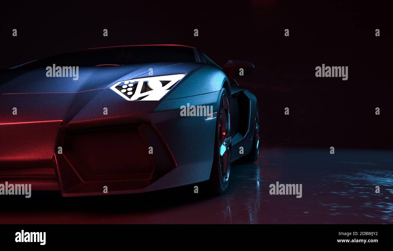 3d rendering Cool Sports Cars background wallpaper Stock Photo - Alamy