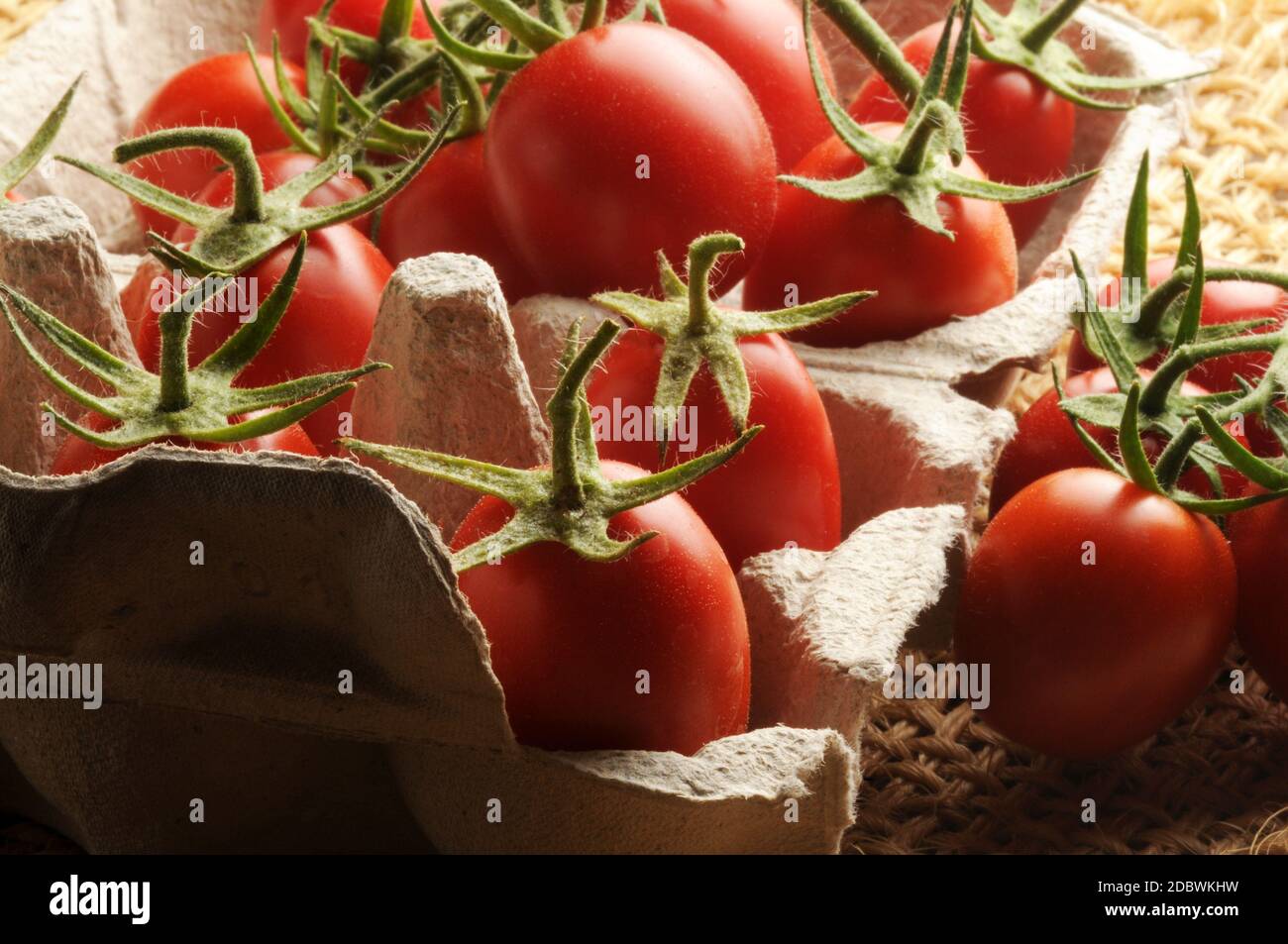 San Marzano tomatoes in the box for eggs Stock Photo