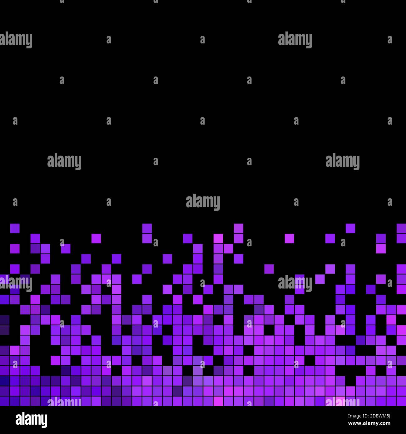 abstract square pixel mosaic background - purple and violet on black ...