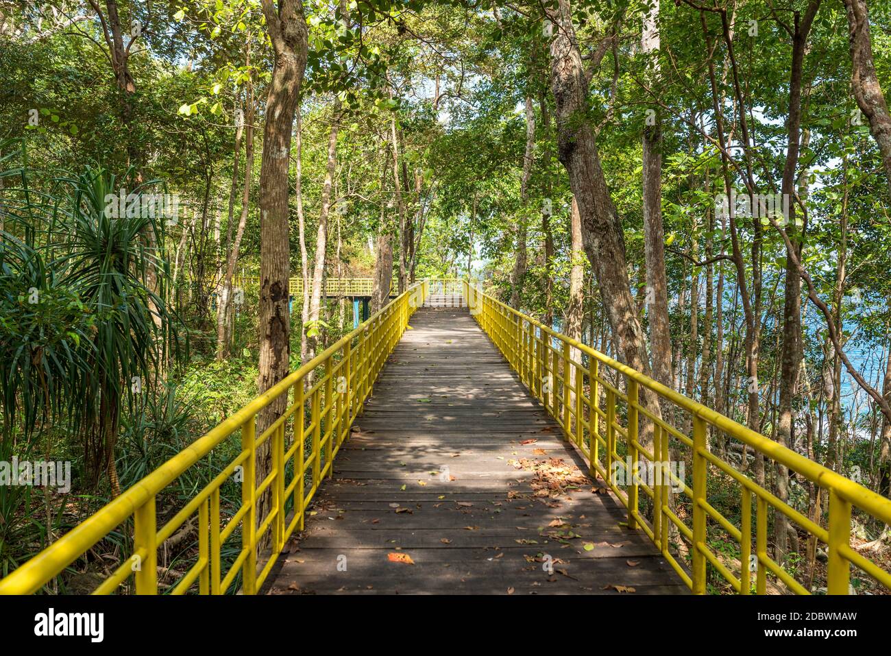 Wooden walkway at the northernmost point of Weh Island in Indonesia Stock Photo