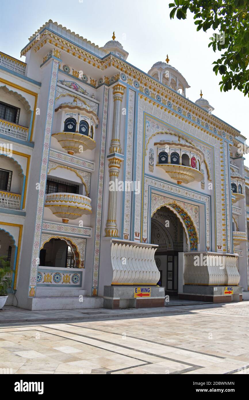 Entrance Gate-6, Takhat Sachkhand Shri Hazur Abchalnagar Sahib, main Gurudwara of Nanded and one of the five high seats of authority of the Sikhs. Mah Stock Photo