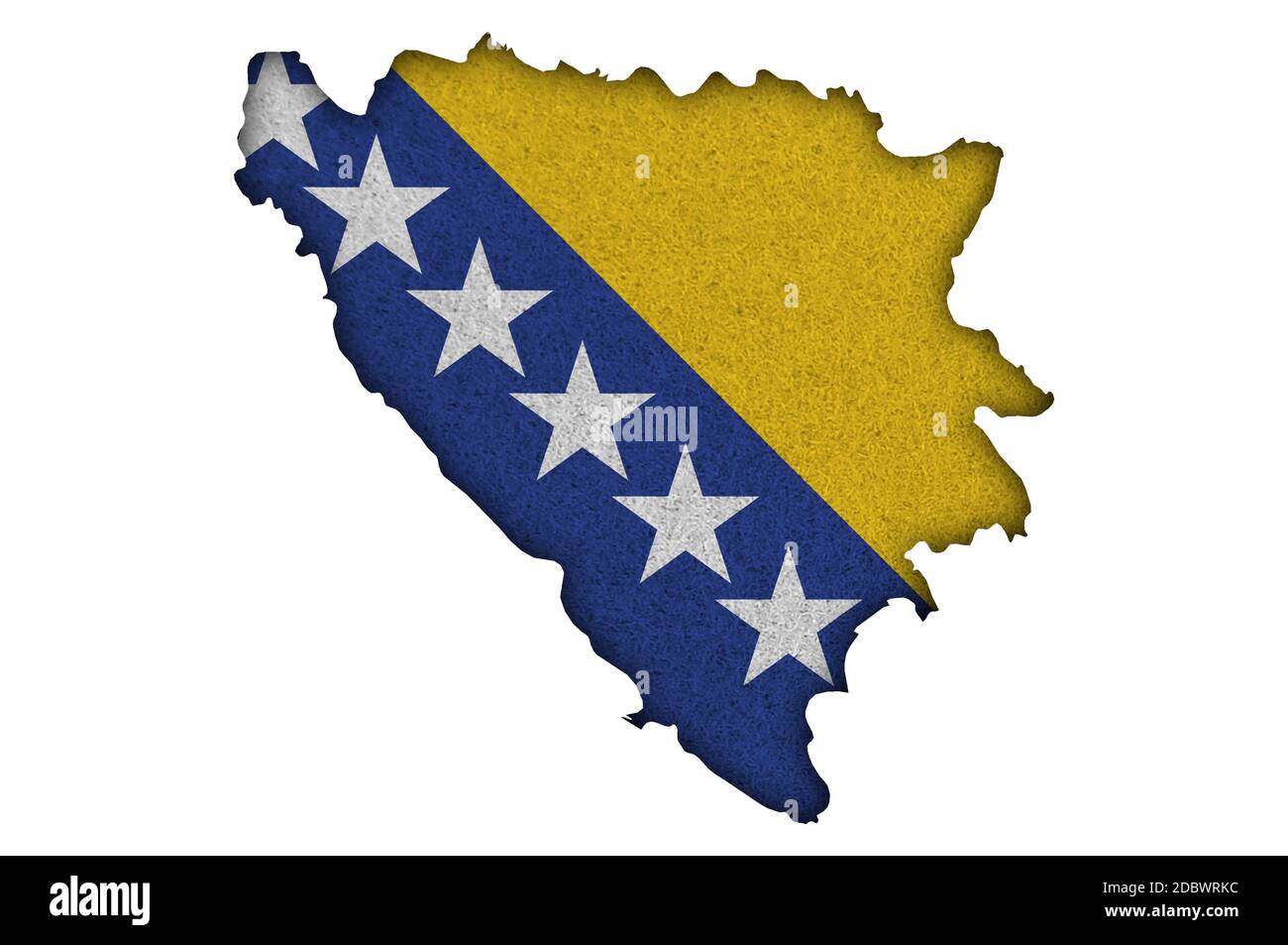Map and flag of Bosnia and Herzegovina on felt Stock Photo