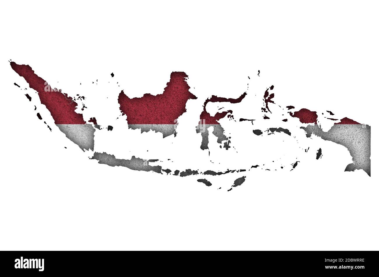 Map and flag of Indonesia on felt Stock Photo