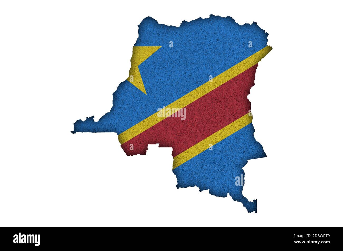 Map and flag of Democratic Republic of the Congo on felt Stock Photo