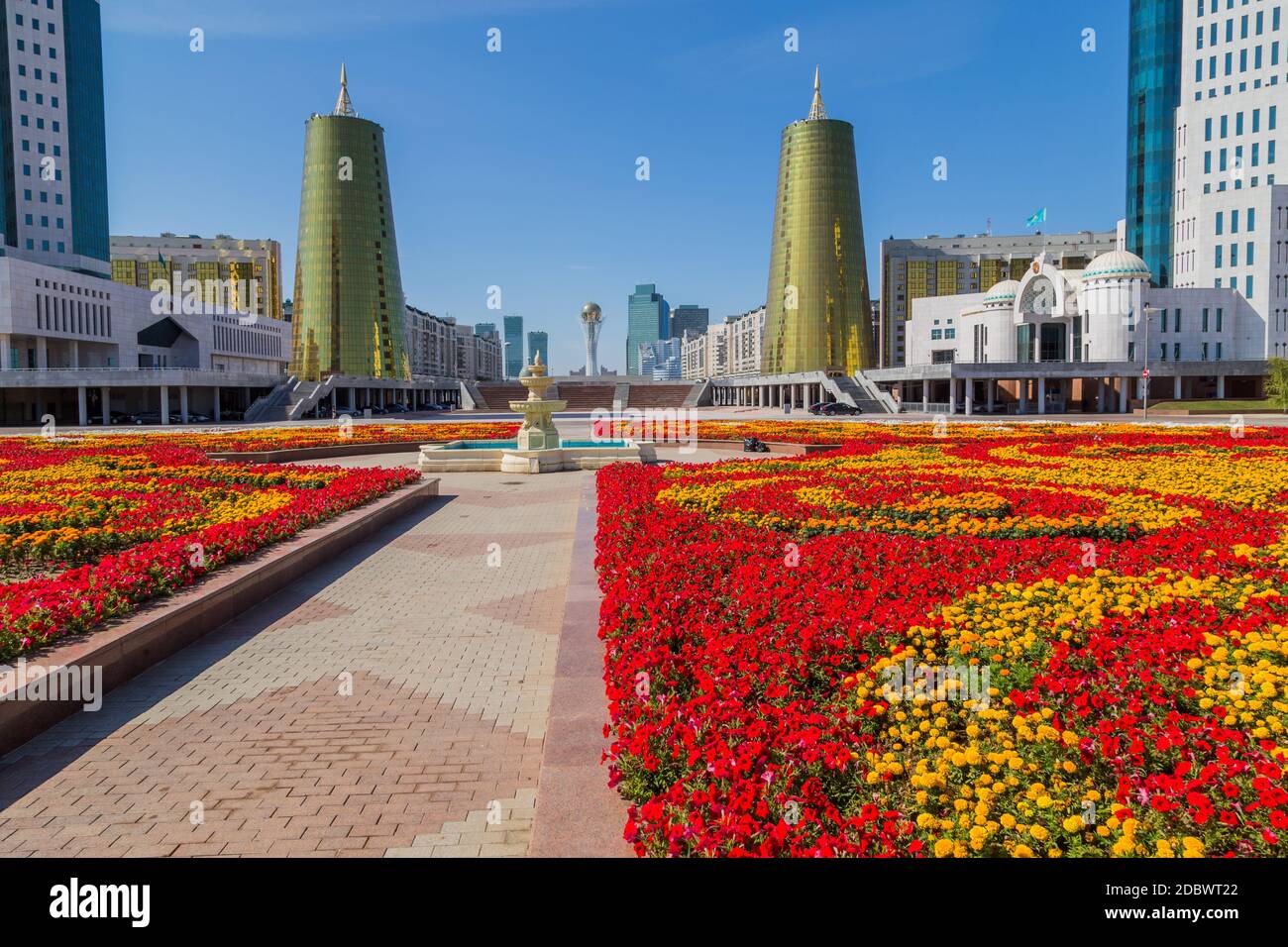 NurSultan, Kazakhstan April 24, 2019 View of of the city and the Baiterek Tower with its