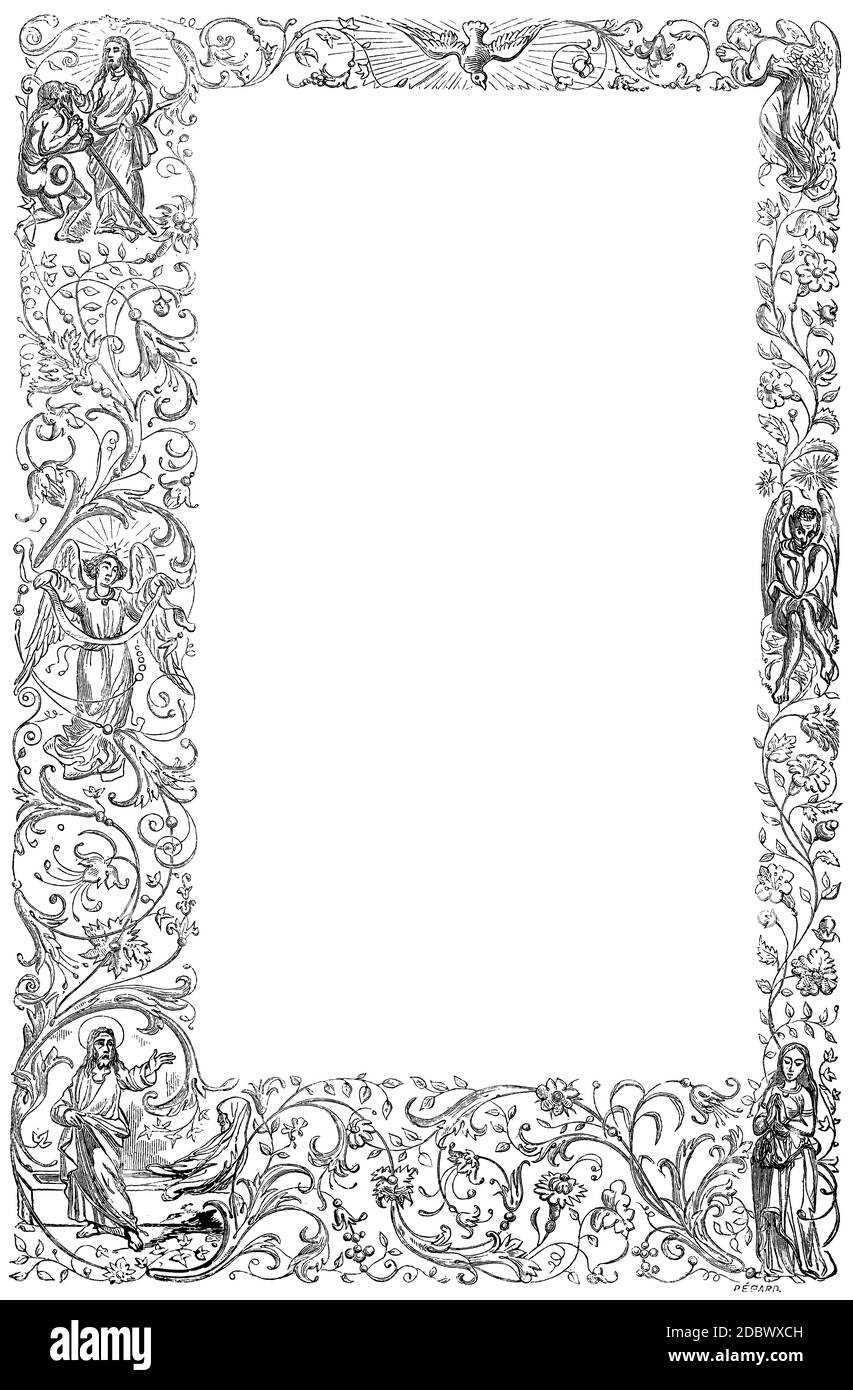 Full-page border with Christian symbols Stock Photo