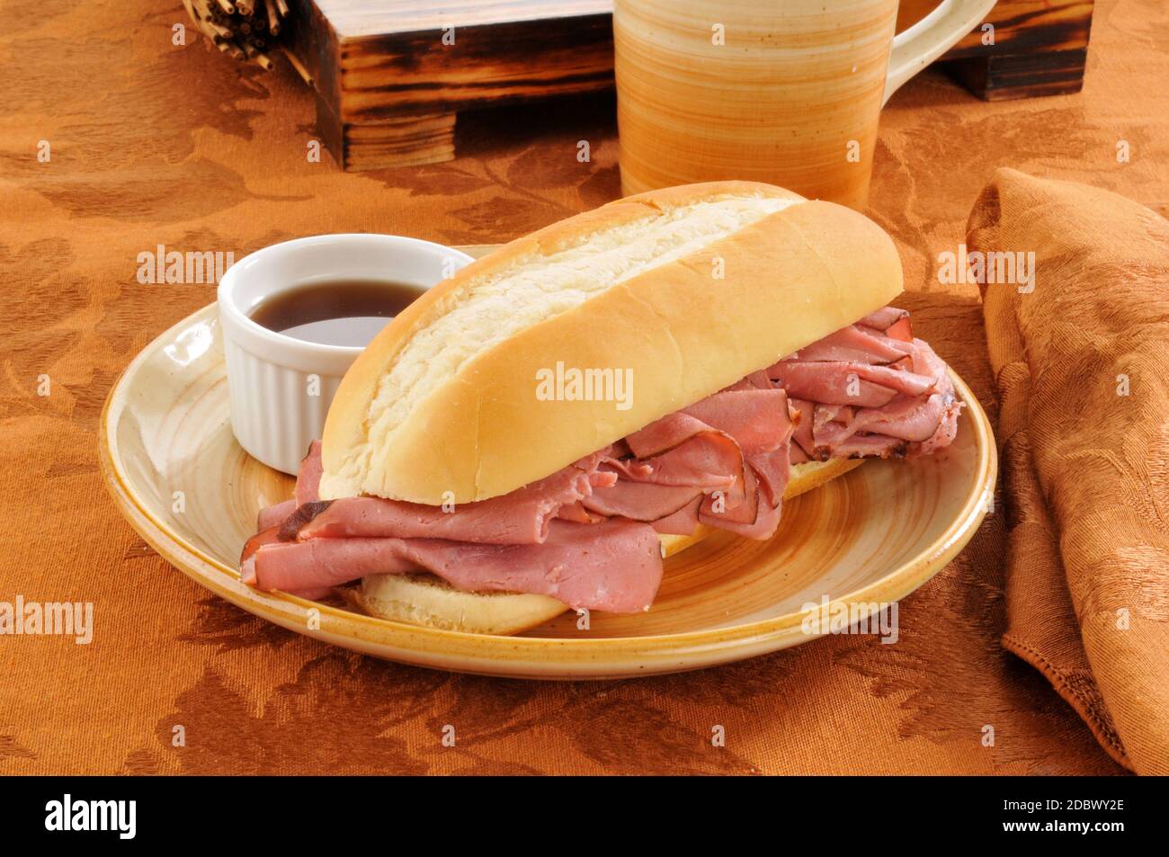 A roast beef sandwich au jus Stock Photo Alamy