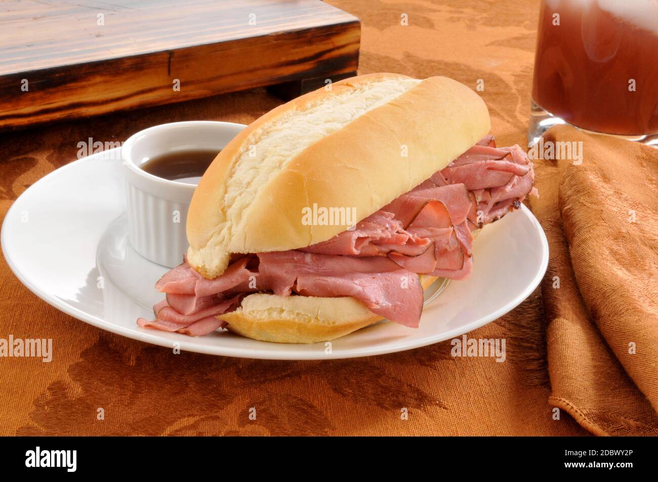 A roast beef sandwich au jus Stock Photo Alamy