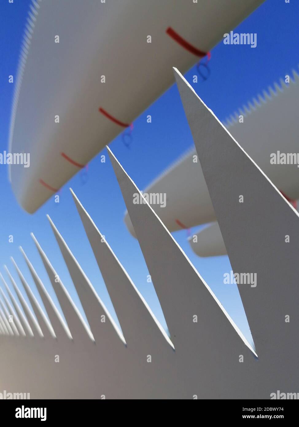 Rotor blades of a wind turbine on a storage yard are ready for shipment Stock Photo