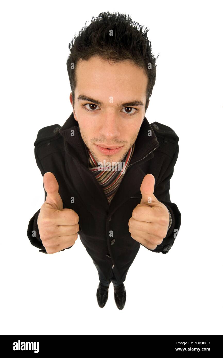 young casual man portrait in a white background Stock Photo - Alamy