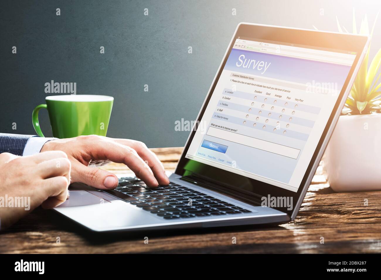 Online Feedback Survey Report On Computer Screen Stock Photo - Alamy