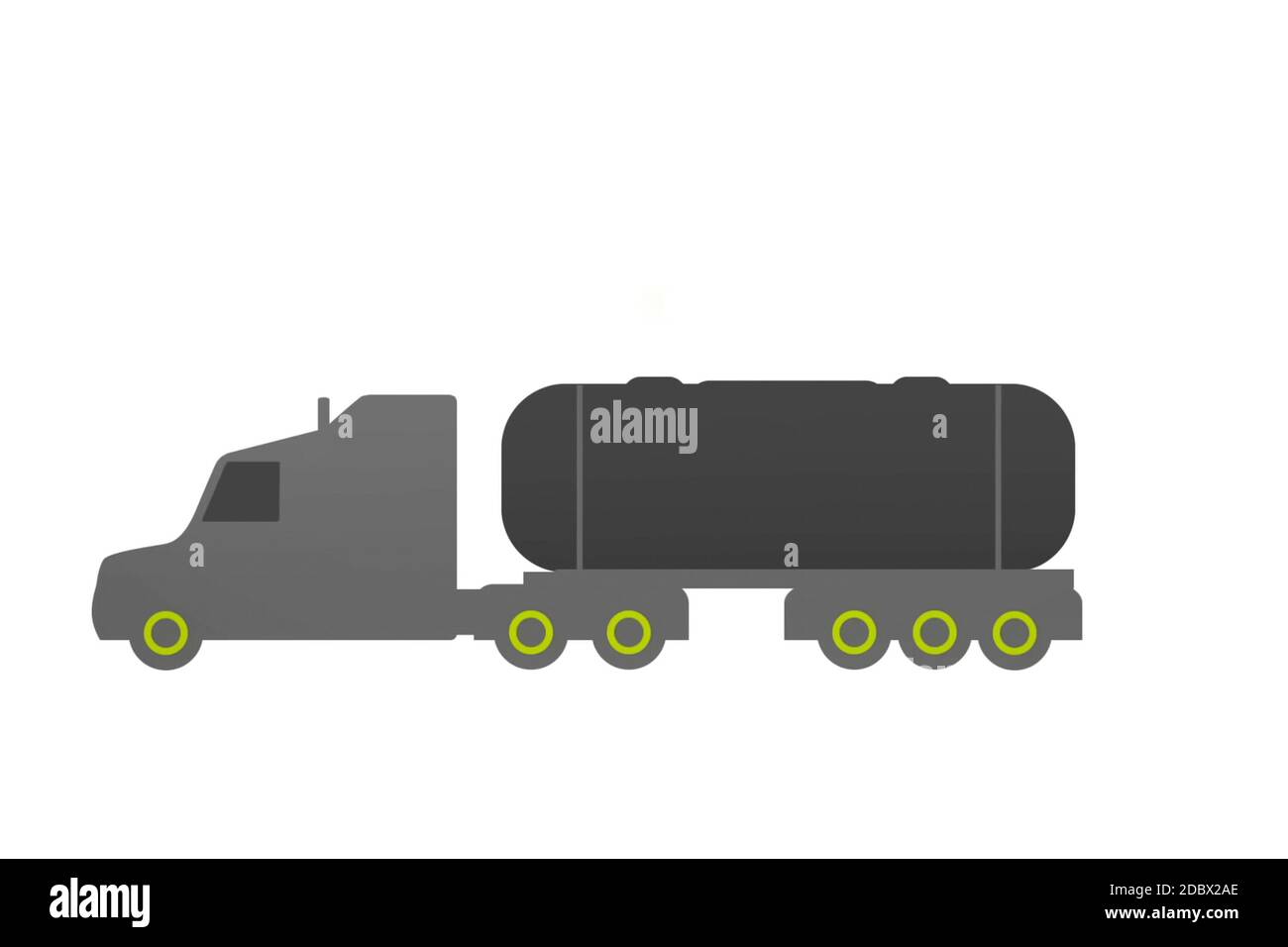 A truck with a tanker. Carrying flammable liquid. The tanker. Stock Photo