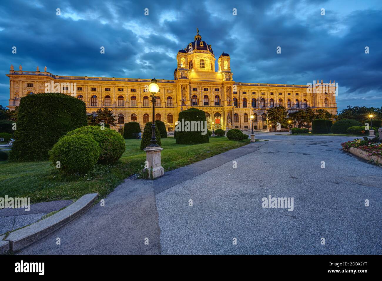 The Natural History Museum in Vienna, Austria, at dusk Stock Photo