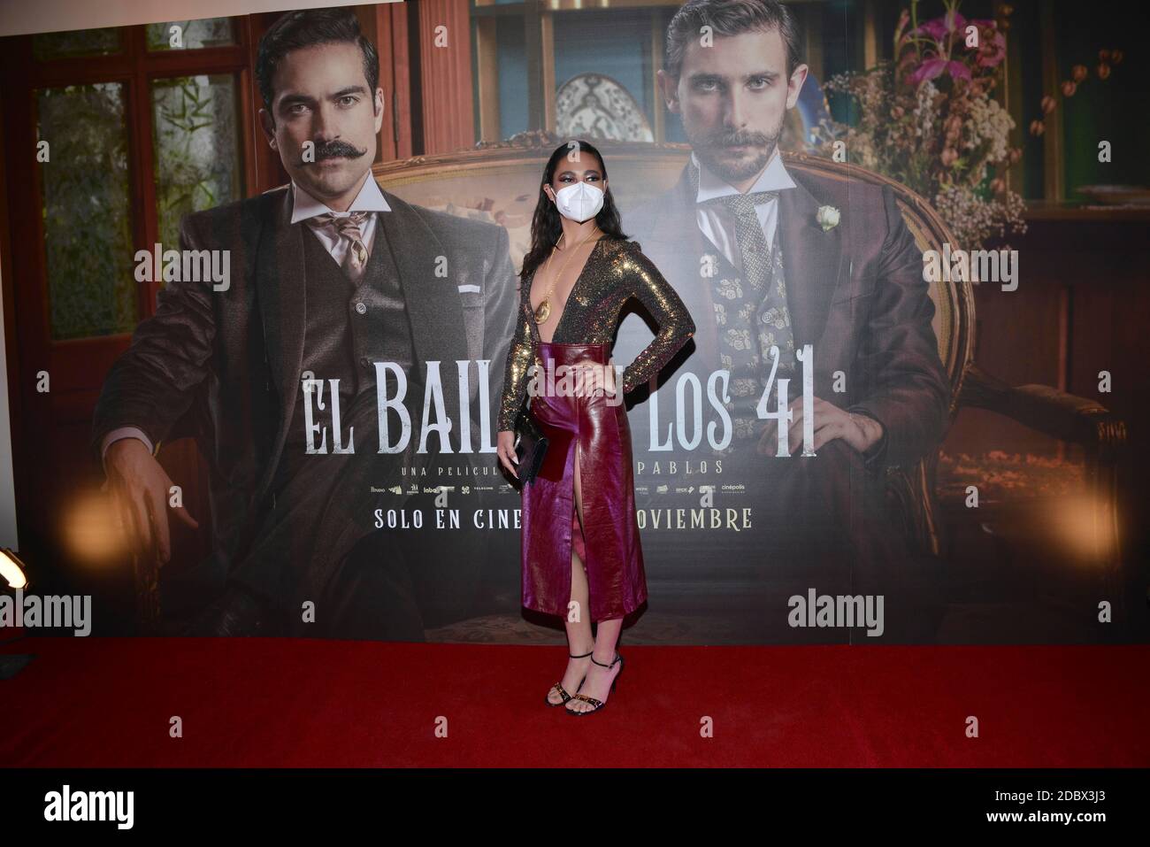 Mexico City, Mexico. 17th Nov, 2020. MEXICO CITY, MEXICO - NOVEMBER 17: Actress Mabel Cadena arrives for photos during a red carpet of ‘ El Baile De los 41' film premiere at Cinepolis Diana on November 17, 2020 in Mexico City, Mexico. Credit: Carlos Tischler/Eyepix Group/The Photo Access Credit: The Photo Access/Alamy Live News Stock Photo