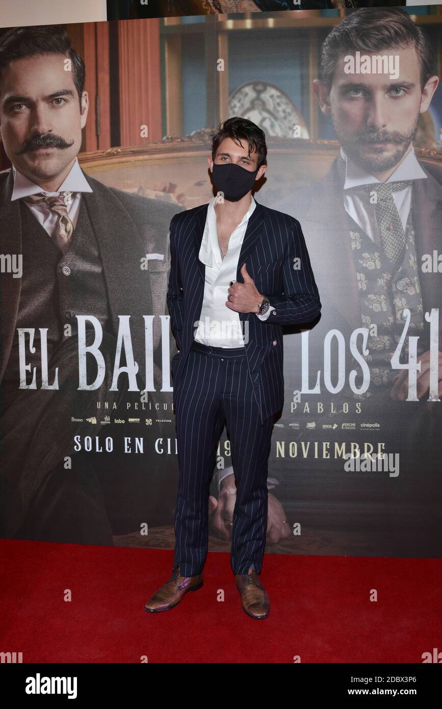 Mexico City, Mexico. 17th Nov, 2020. MEXICO CITY, MEXICO - NOVEMBER 17: Actor Emiliano Zurita arrives for photos during a red carpet of ‘ El Baile De los 41' film premiere at Cinepolis Diana on November 17, 2020 in Mexico City, Mexico. Credit: Carlos Tischler/Eyepix Group/The Photo Access Credit: The Photo Access/Alamy Live News Stock Photo