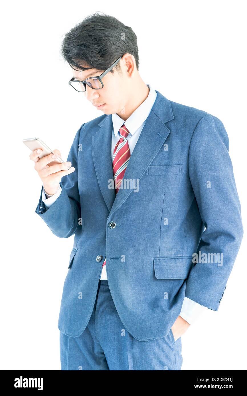 Young asian business men portrait in suit over white background Stock ...