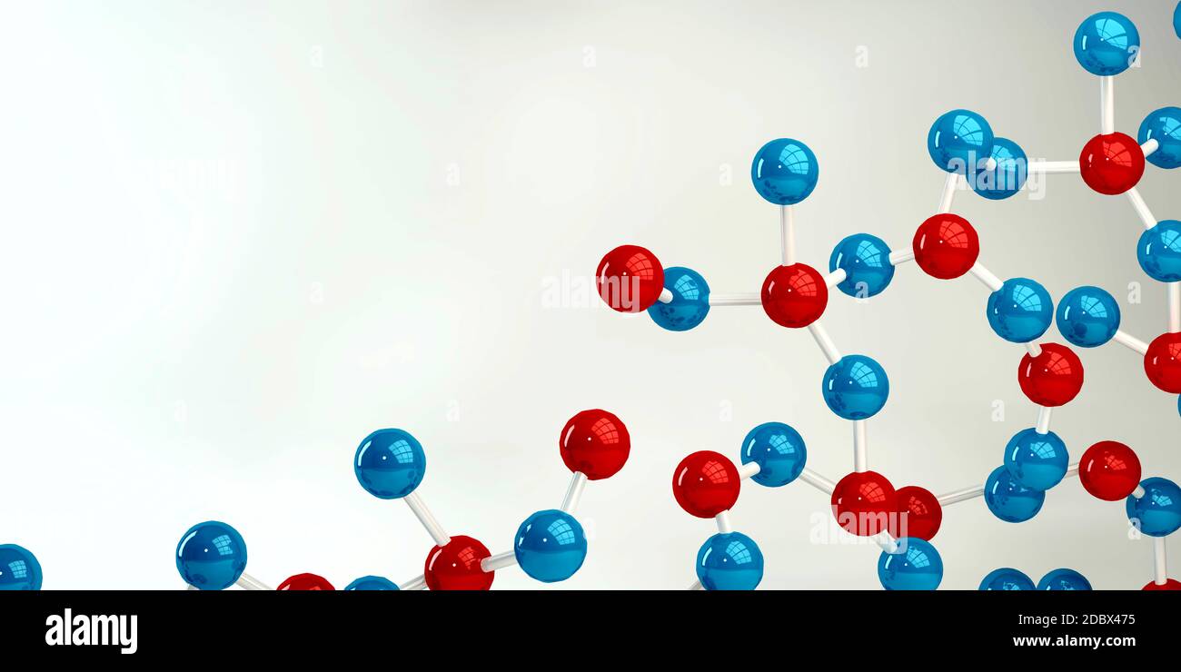 Abstract Molecules Design Background in Blue and Red Stock Photo