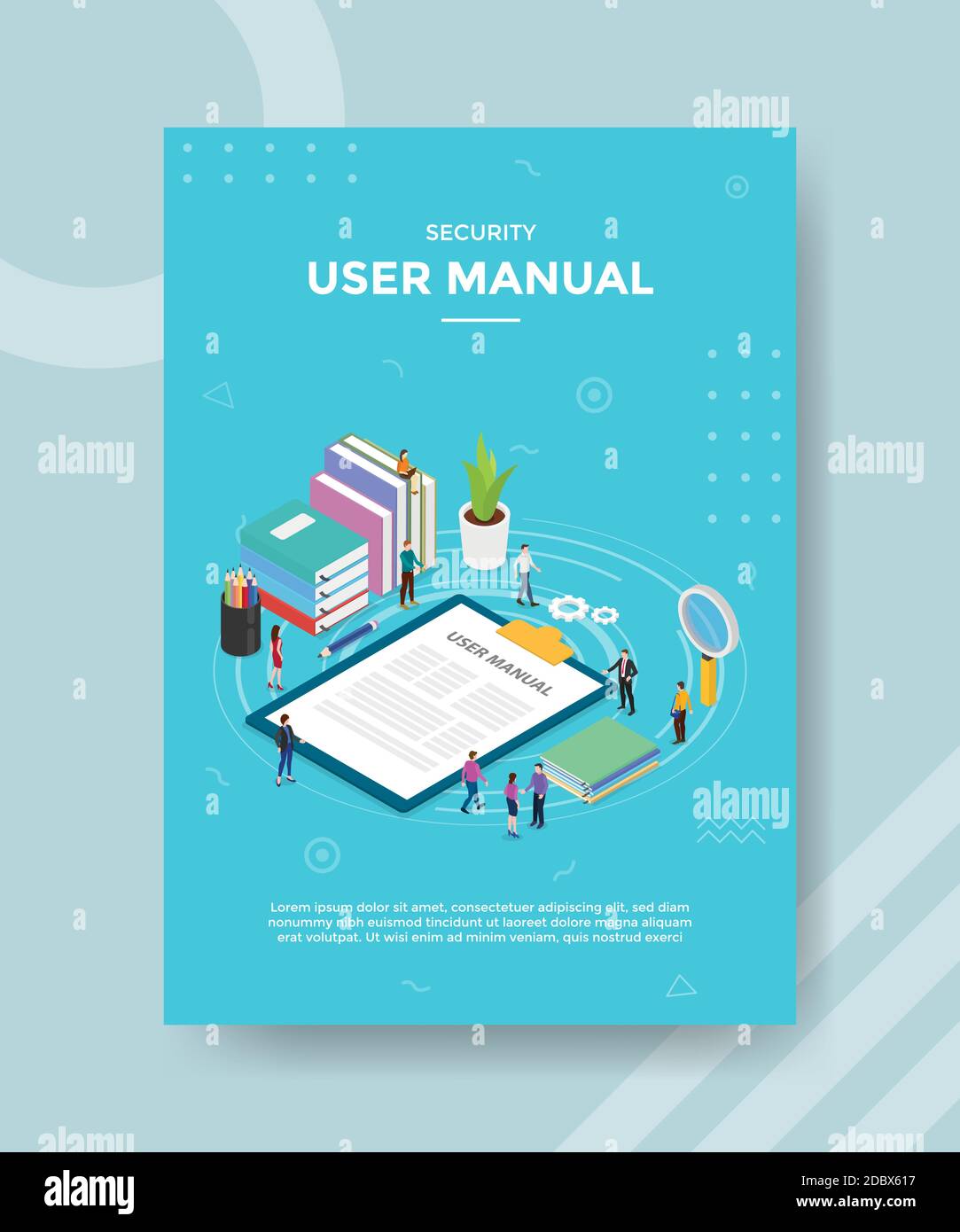 security user manual people standing nearby book instruction for template  of banner and flyer for printing magazine cover and poster Stock Vector  Image & Art - Alamy