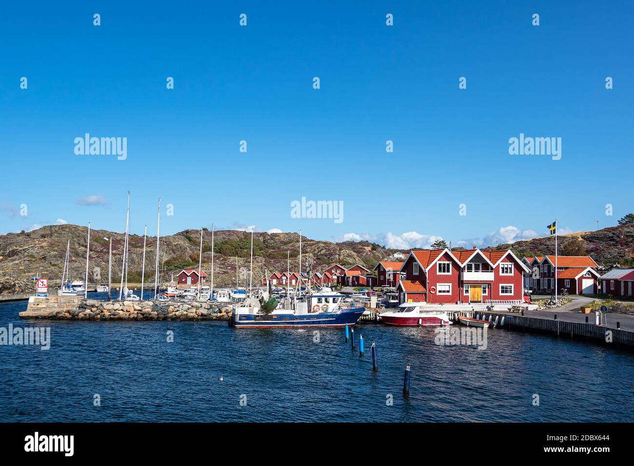 Port on the island Dyroen in Sweden. Stock Photo