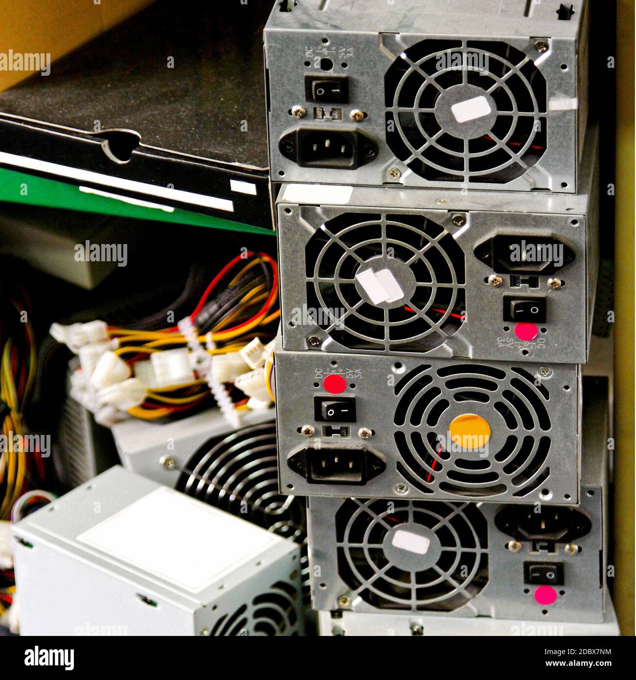 Power supply units stacks for personal computers Stock Photo Alamy