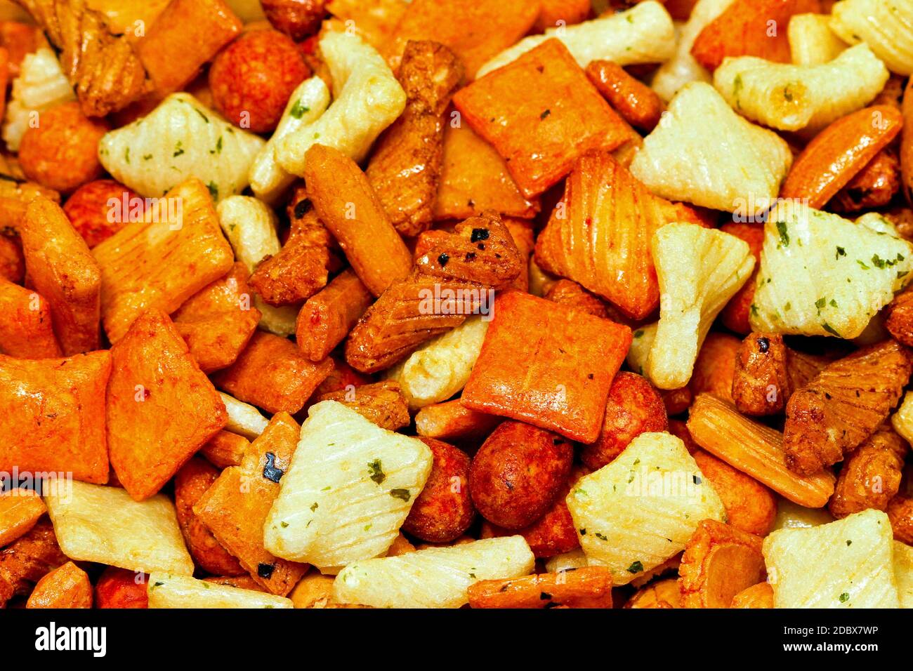 Traditional Japanese spice rice crackers snack mix Stock Photo Alamy