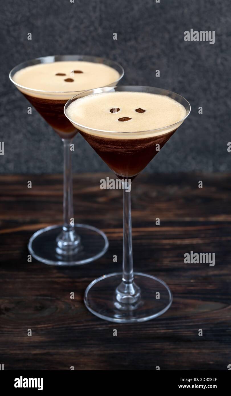 Espresso Martini cocktails garnished with coffee beans Stock Photo Alamy