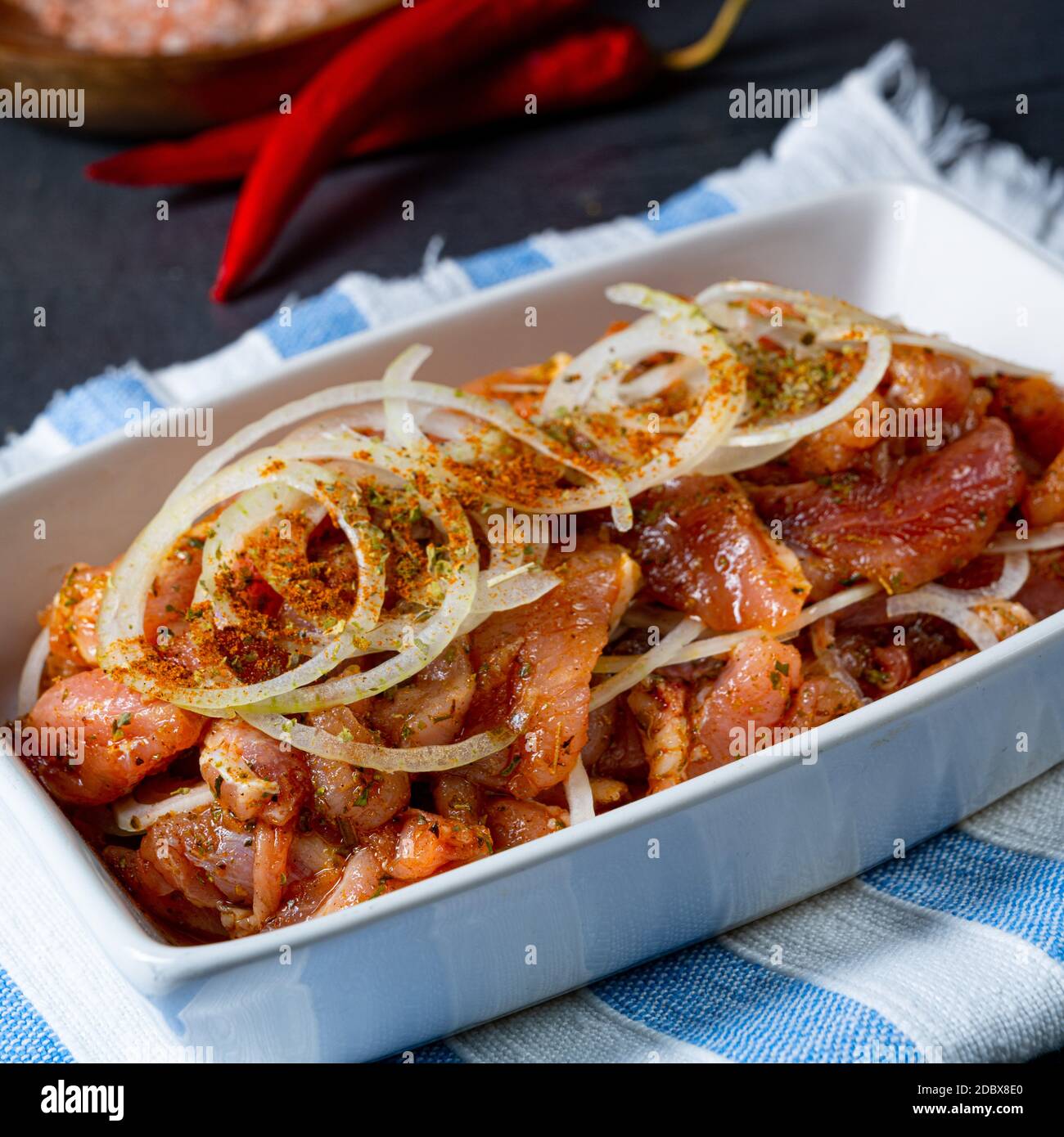 Freshly seasoned Greek gyros meat Stock Photo Alamy