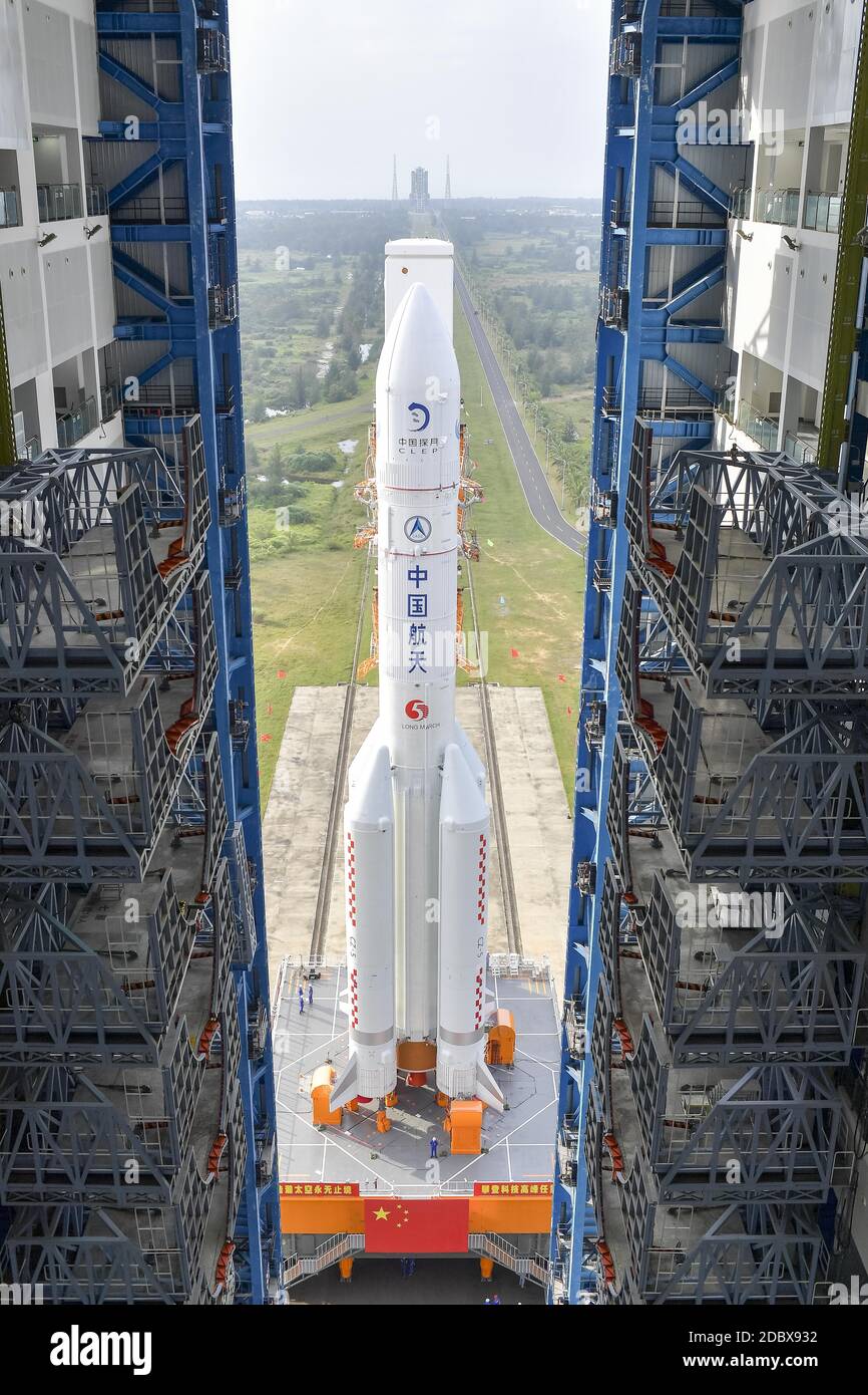 Wenchang, China. 17th Nov, 2020. The Chang'e 5 lunar probe completes the vertical transport in Wenchang, Hainan, China on 17th November, 2020.(Photo by TPG/cnsphotos) Credit: TopPhoto/Alamy Live News Stock Photo