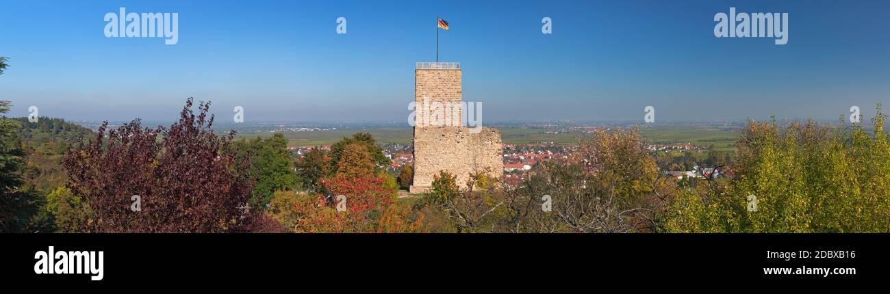 geography / travel, Germany, Rhineland-Palatinate, Wachenheim at the Wine Route, castle Wachtenburg ab, Additional-Rights-Clearance-Info-Not-Available Stock Photo