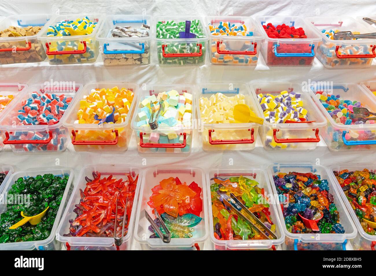 Many Gummy Candies Flavours in Bulk Boxes Variety Stock Photo Alamy