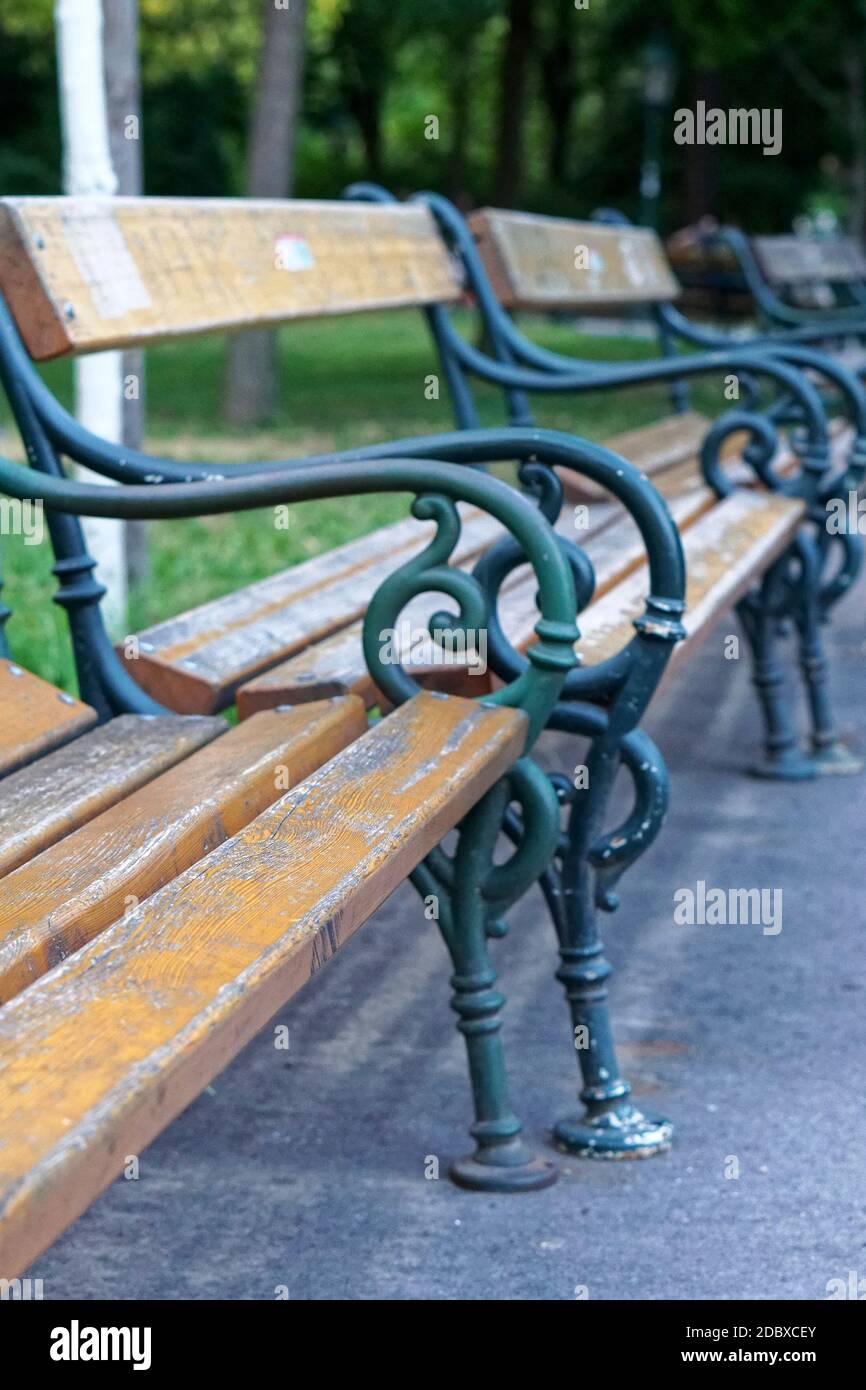 Empty public place benches hi-res stock photography and images - Alamy
