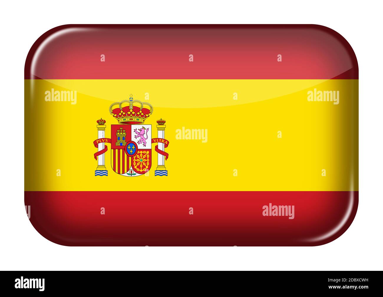 A Spain web icon rectangle button with clipping path 3d illustration ...