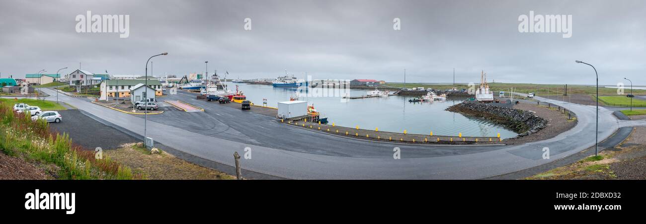 Panorama of the Harbour of HÃ¶fn, Iceland Stock Photo