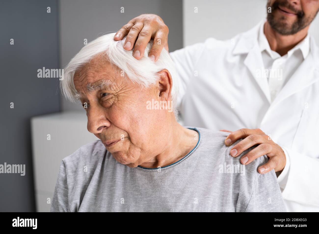 Physical Rehabilitation Therapy Exercise After Neck Injury Stock Photo