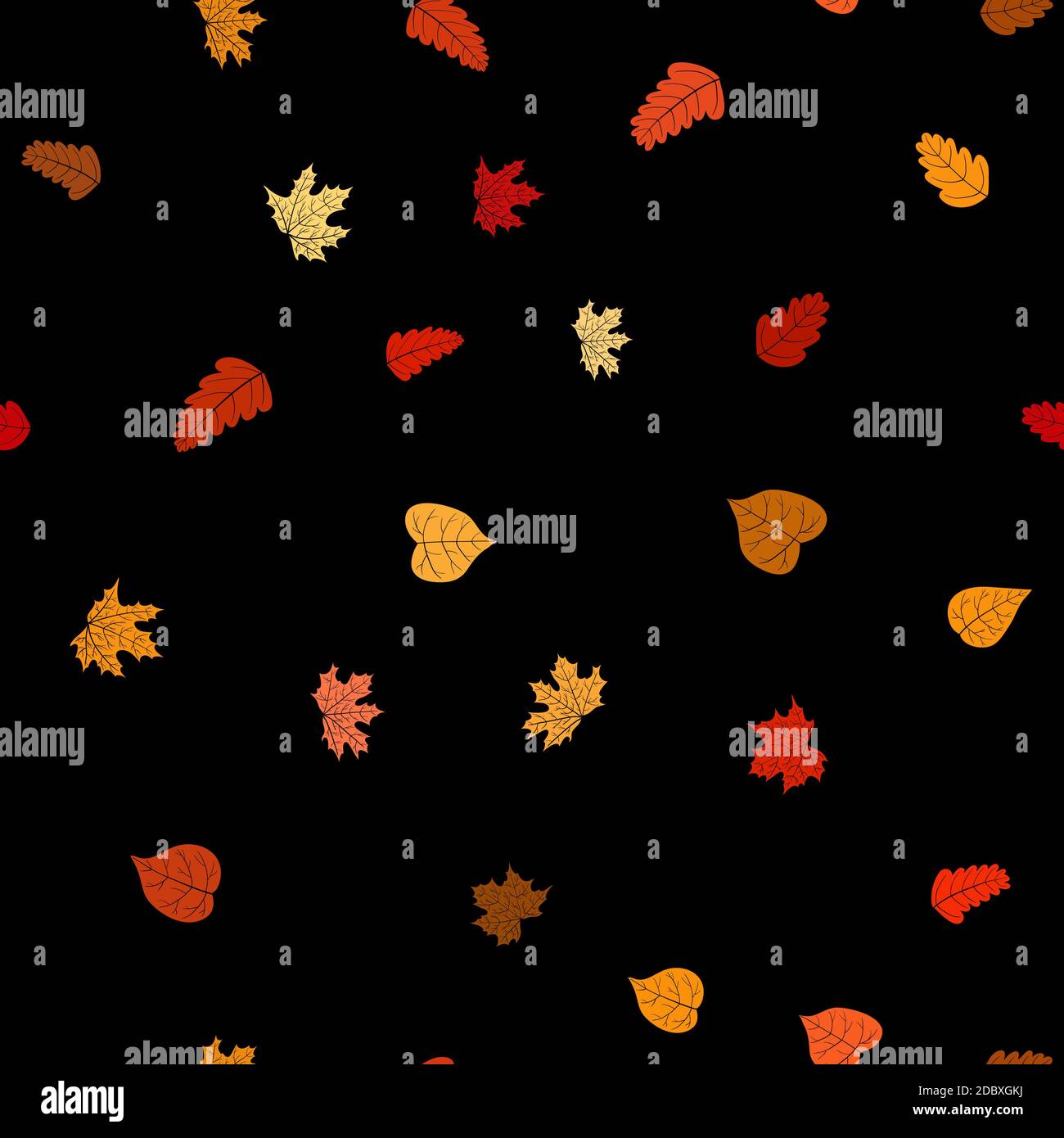 abstract doodle autumn leaves seamless pattern Stock Photo - Alamy