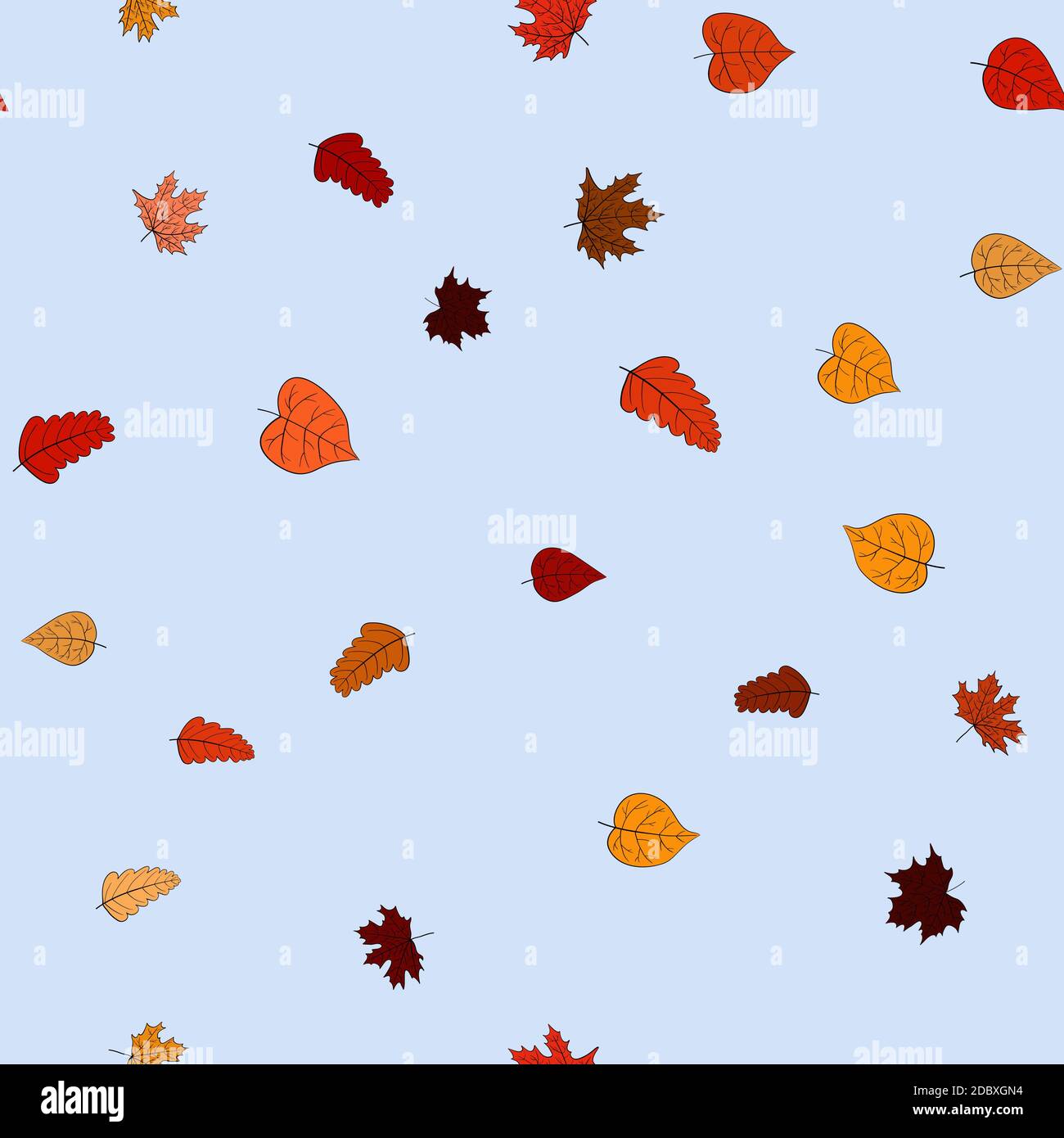 abstract doodle autumn leaves seamless pattern Stock Photo - Alamy