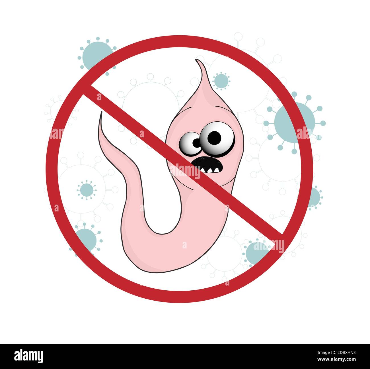 Worm. roundworm. intestinal parasites.Warning sign parasitism , vector illustration. Aminal and human body parasites concept. Stock Photo