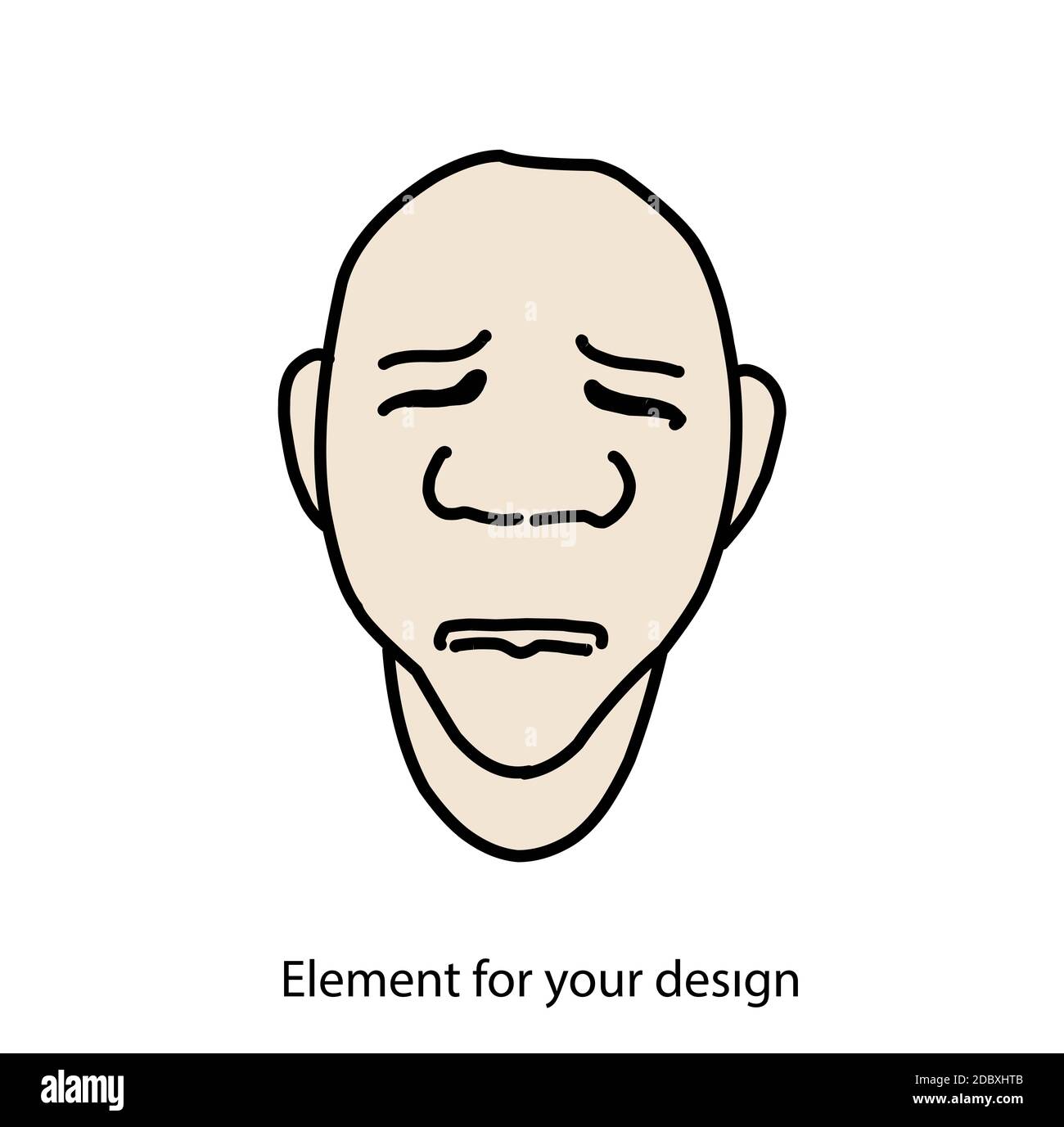Face with closed eyes isolated on white background. Vector illustration ...
