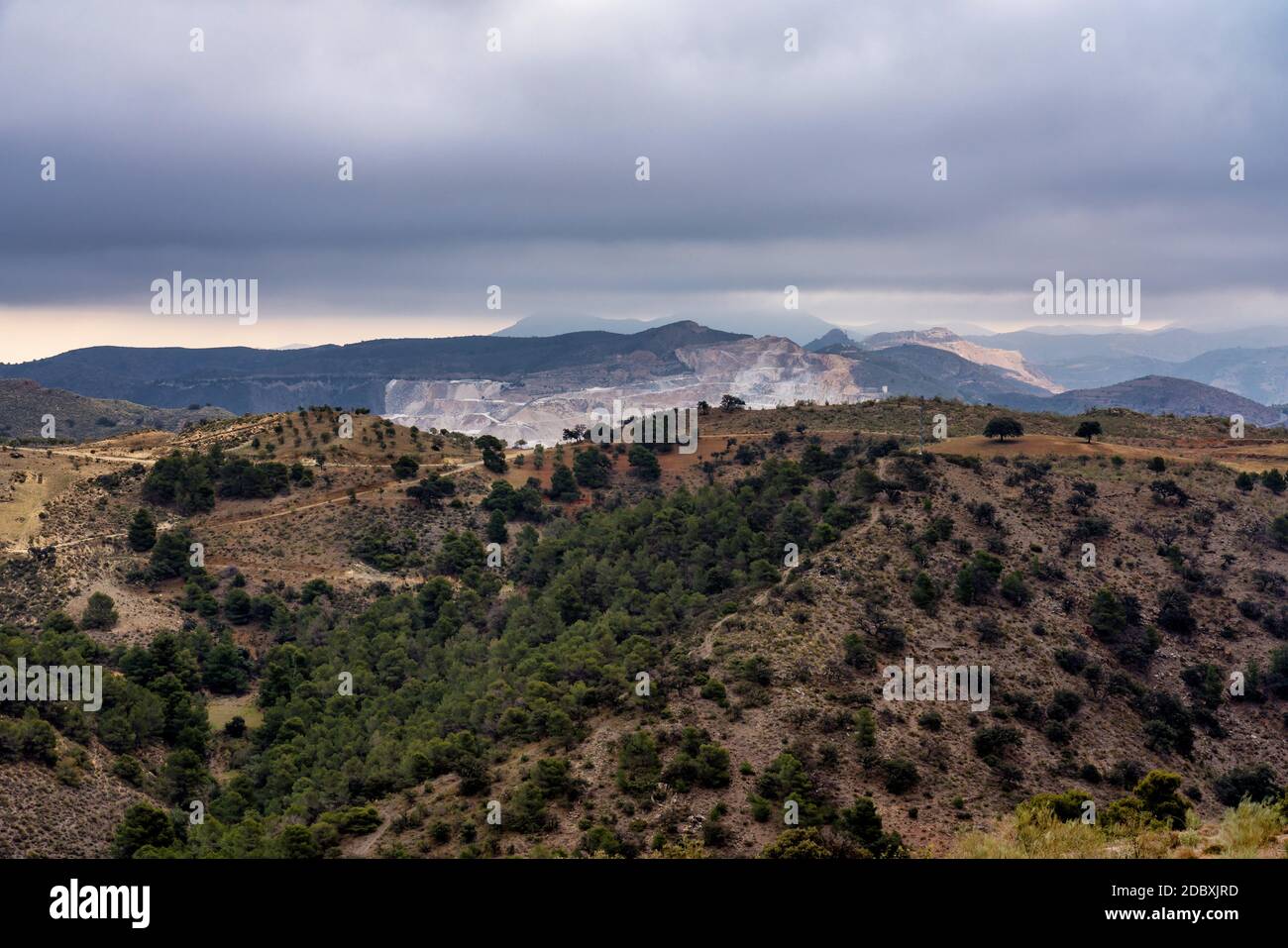 a view of the desert of Tabernas in Chercos in Province of Almeria, in Spain Stock Photo